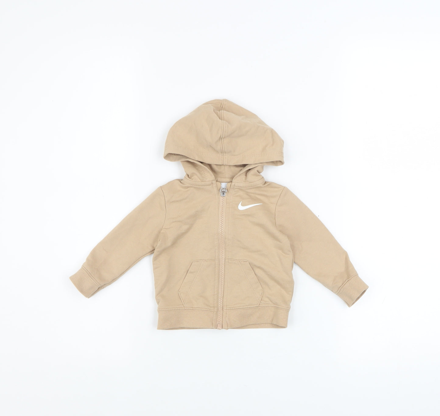 Nike Unisex Baby Beige Hooded Zip-Up Basic Jacket 6 Months Cotton Blend