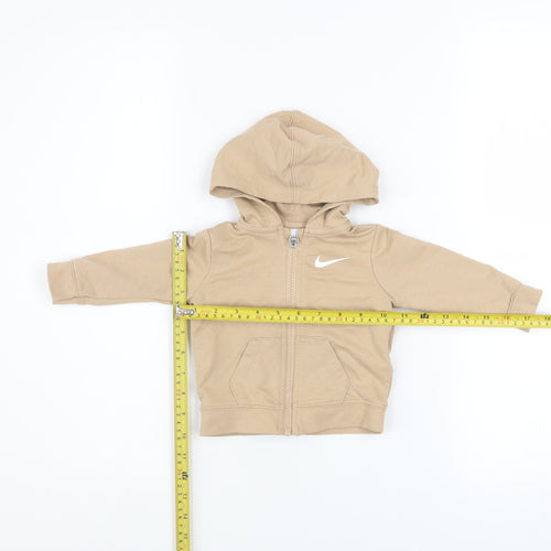 Nike Unisex Baby Beige Hooded Zip-Up Basic Jacket 6 Months Cotton Blend