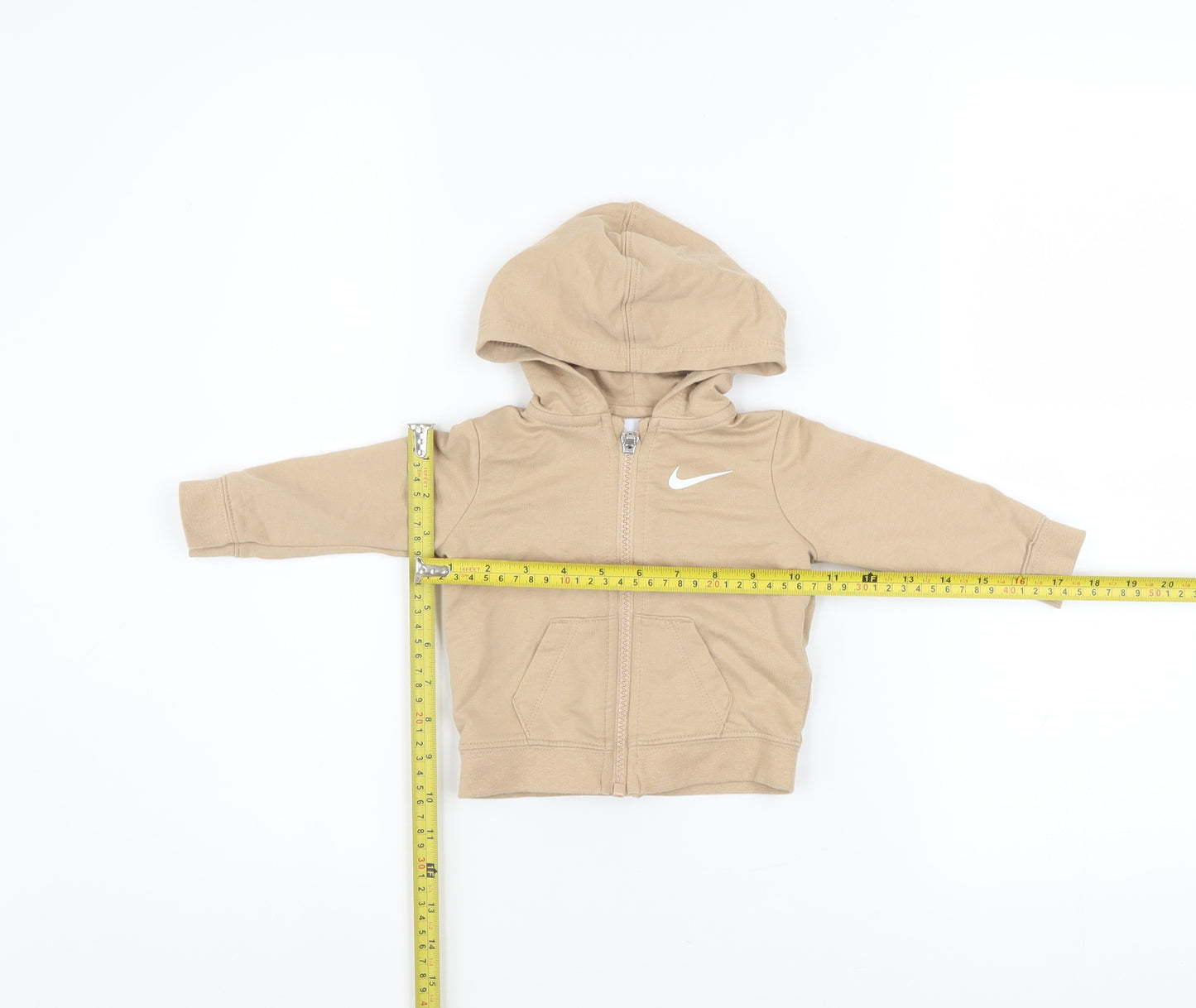 Nike Unisex Baby Beige Hooded Zip-Up Basic Jacket 6 Months Cotton Blend