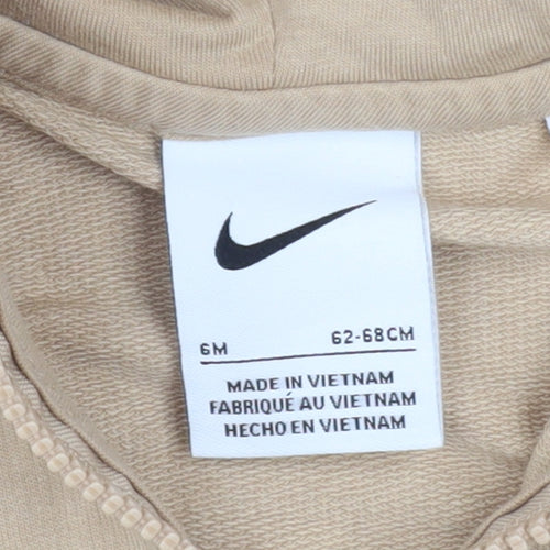 Nike Unisex Baby Beige Hooded Zip-Up Basic Jacket 6 Months Cotton Blend