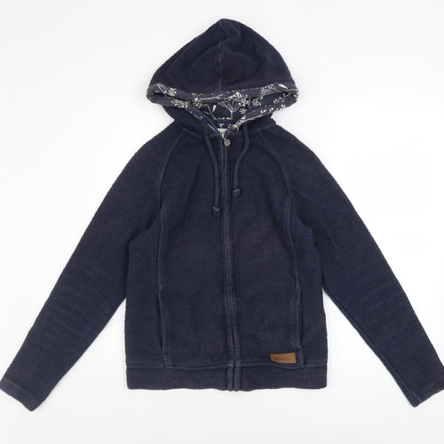 Weird Fish Women’s Navy Full Zip Hooded Sweatshirt Size 8 Cotton Blend