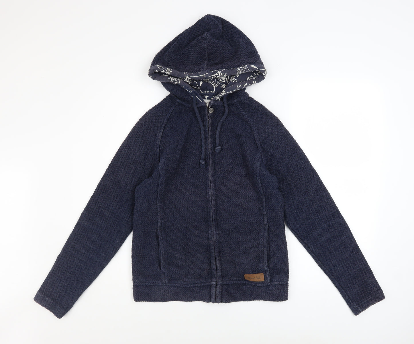 Weird Fish Women’s Navy Full Zip Hooded Sweatshirt Size 8 Cotton Blend