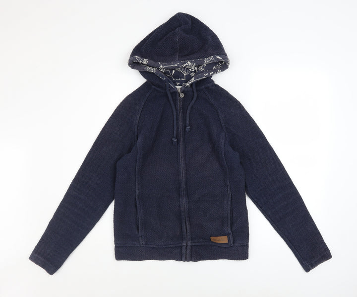 Weird Fish Women’s Navy Full Zip Hooded Sweatshirt Size 8 Cotton Blend