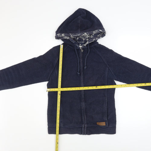 Weird Fish Women’s Navy Full Zip Hooded Sweatshirt Size 8 Cotton Blend