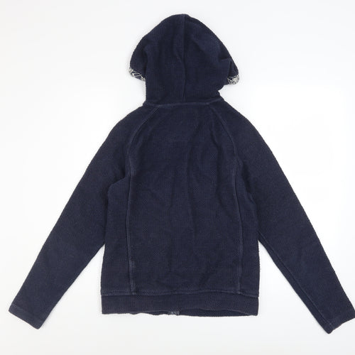 Weird Fish Women’s Navy Full Zip Hooded Sweatshirt Size 8 Cotton Blend
