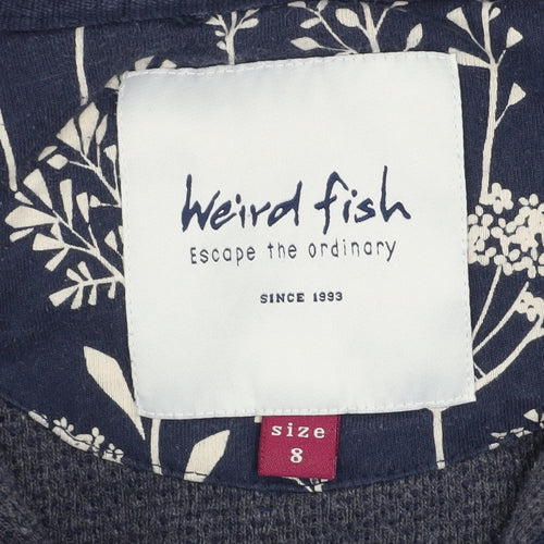 Weird Fish Women’s Navy Full Zip Hooded Sweatshirt Size 8 Cotton Blend