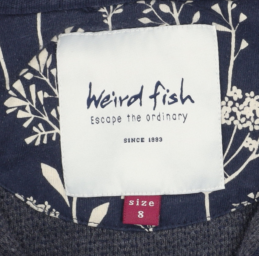 Weird Fish Women’s Navy Full Zip Hooded Sweatshirt Size 8 Cotton Blend