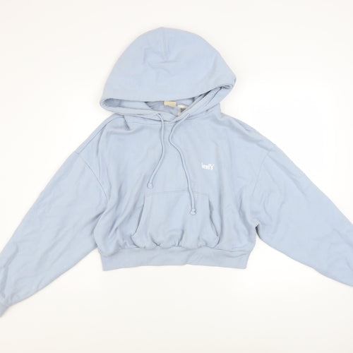 Levi's Women's Blue Pullover Cropped Hoodie Size M Cotton Blend