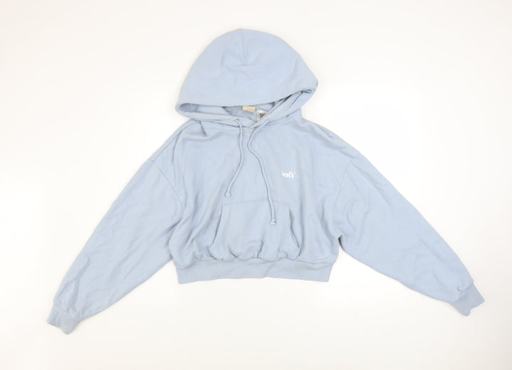 Levi's Women's Blue Pullover Cropped Hoodie Size M Cotton Blend