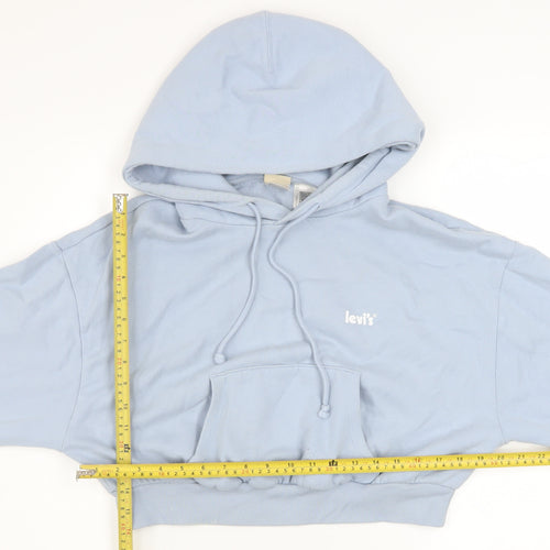 Levi's Women's Blue Pullover Cropped Hoodie Size M Cotton Blend