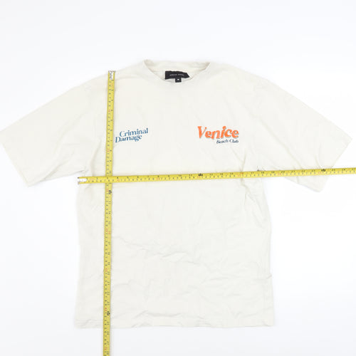 Criminal Damage Men’s White Venice Beach Club Graphic Cotton T-Shirt M