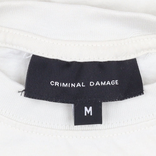 Criminal Damage Men’s White Venice Beach Club Graphic Cotton T-Shirt M