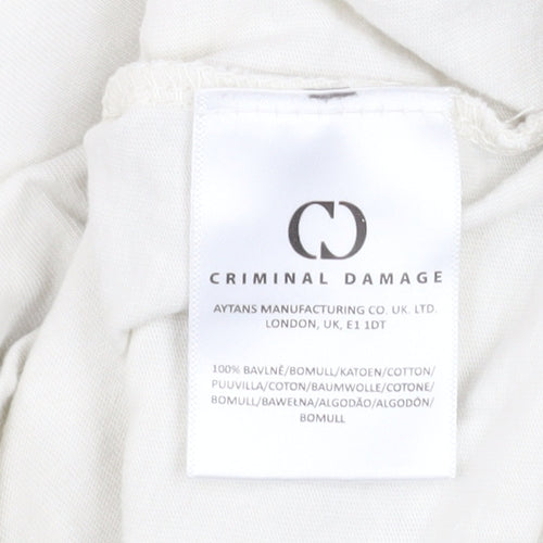Criminal Damage Men’s White Venice Beach Club Graphic Cotton T-Shirt M