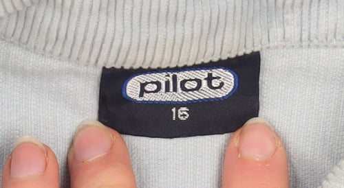 Pilot Women Blue Corduroy Basic Jacket Size 16 Casual Style