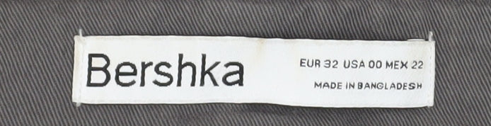 Bershka Womens Grey Cotton Cargo Trousers Size 4 Regular Fit