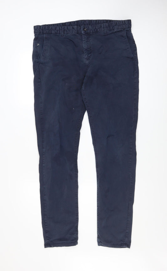 Zara Man Blue Slim Fit Chino Trousers Men's Size L 40x30