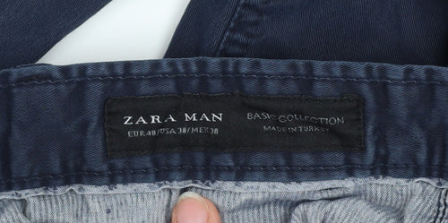 Zara Man Blue Slim Fit Chino Trousers Men's Size L 40x30
