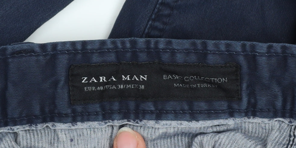 Zara Man Blue Slim Fit Chino Trousers Men's Size L 40x30
