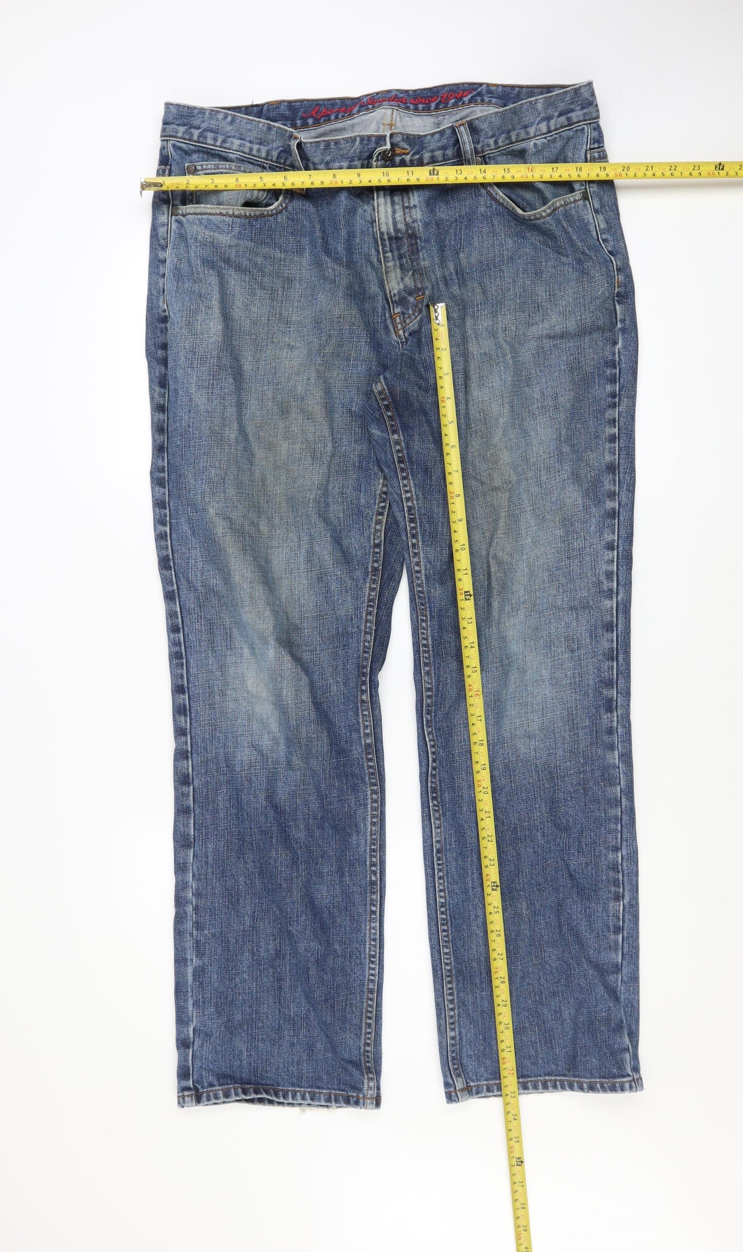 Melka Men’s Blue Straight Fit Jeans 40W 32L Denim Classic Style