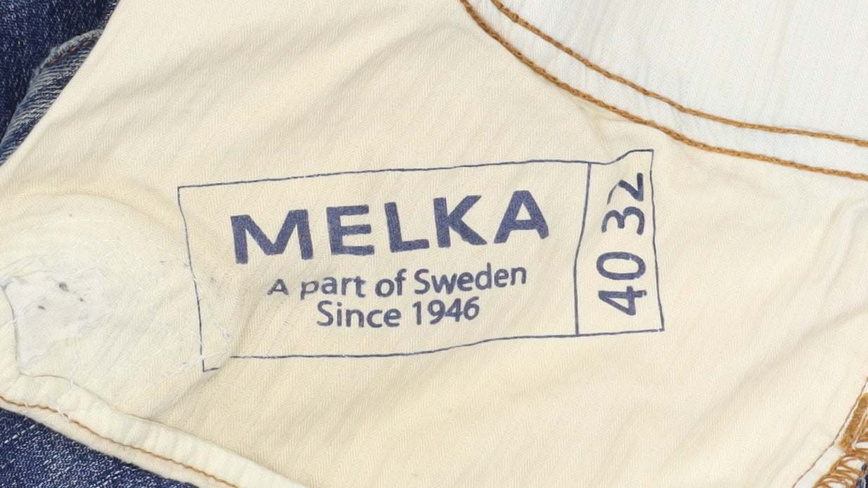 Melka Men’s Blue Straight Fit Jeans 40W 32L Denim Classic Style