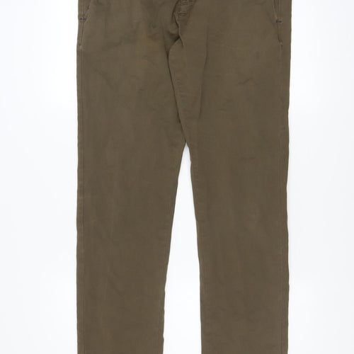 Zara Man Brown Chino Trousers Men's Size 34 Regular Cotton Blend