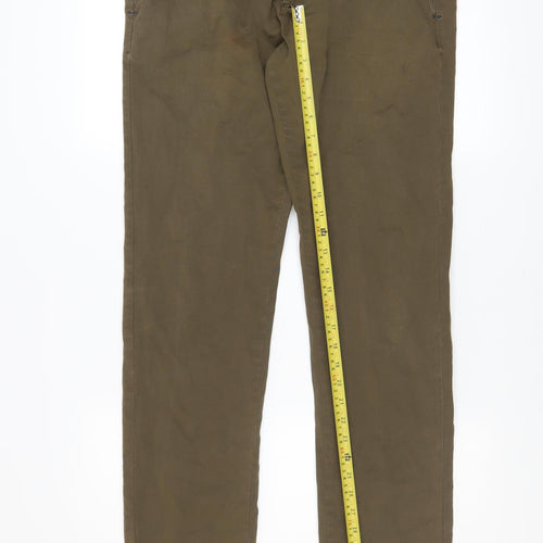 Zara Man Brown Chino Trousers Men's Size 34 Regular Cotton Blend