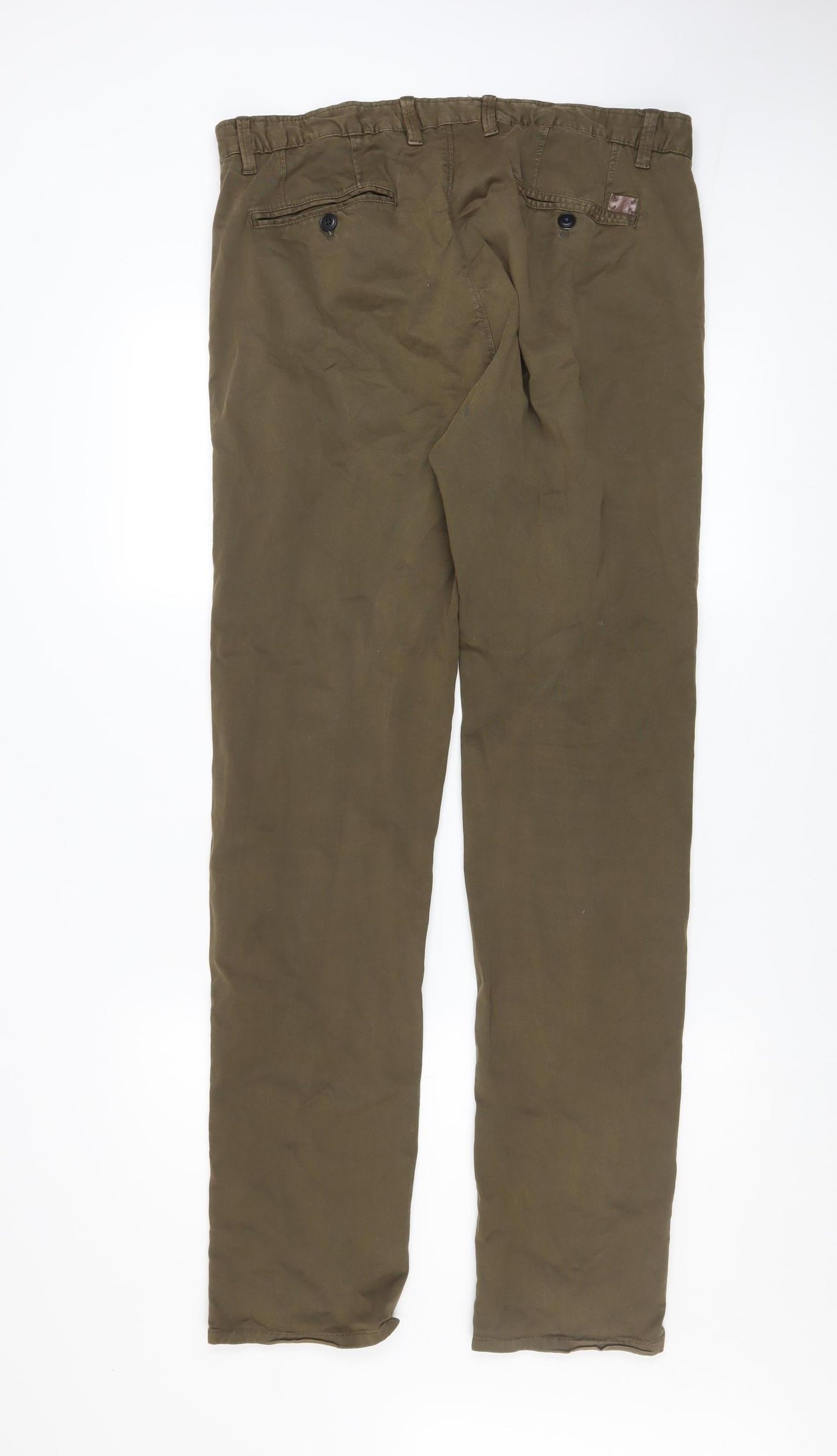 Zara Man Brown Chino Trousers Men's Size 34 Regular Cotton Blend