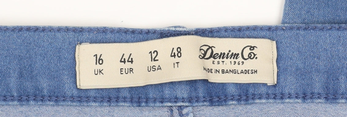 Denim Co. Womens Blue Size 16 Straight Leg Mid Rise Stretch Jeans