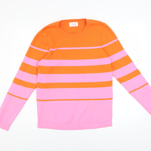 Savida Women's Multicoloured Striped Crew Neck Pullover Jumper Size L