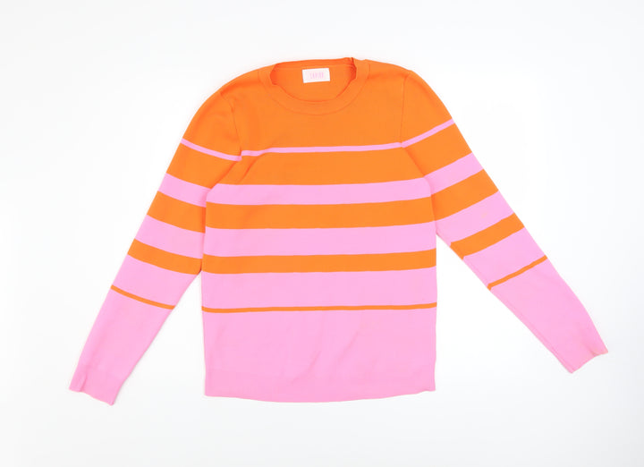 Savida Women's Multicoloured Striped Crew Neck Pullover Jumper Size L
