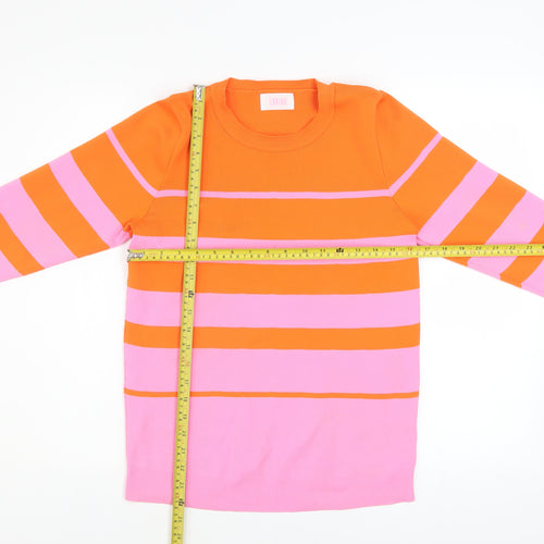 Savida Women's Multicoloured Striped Crew Neck Pullover Jumper Size L