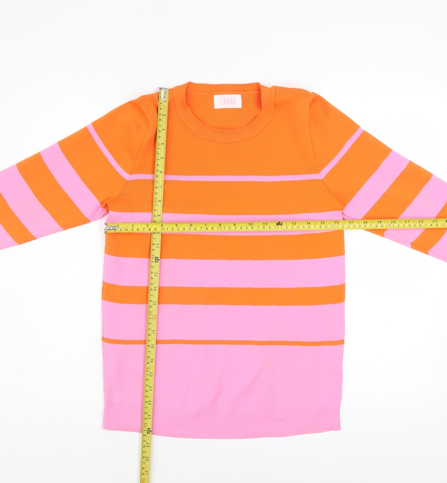 Savida Women's Multicoloured Striped Crew Neck Pullover Jumper Size L