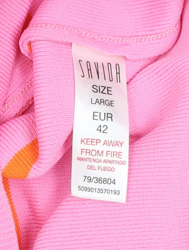 Savida Women's Multicoloured Striped Crew Neck Pullover Jumper Size L