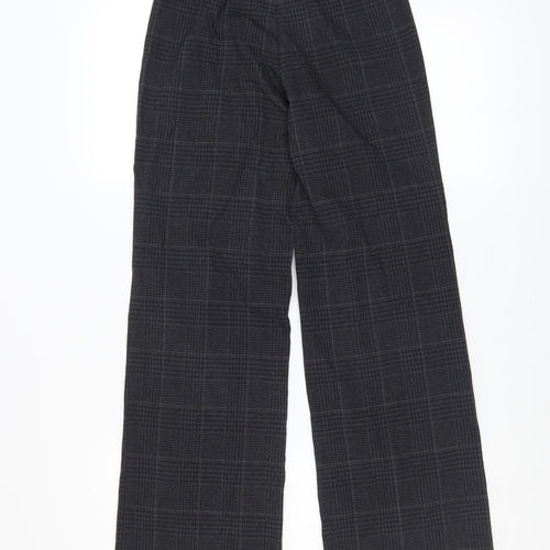 Bershka Women’s Grey Check Wide-Leg Trousers Size 4