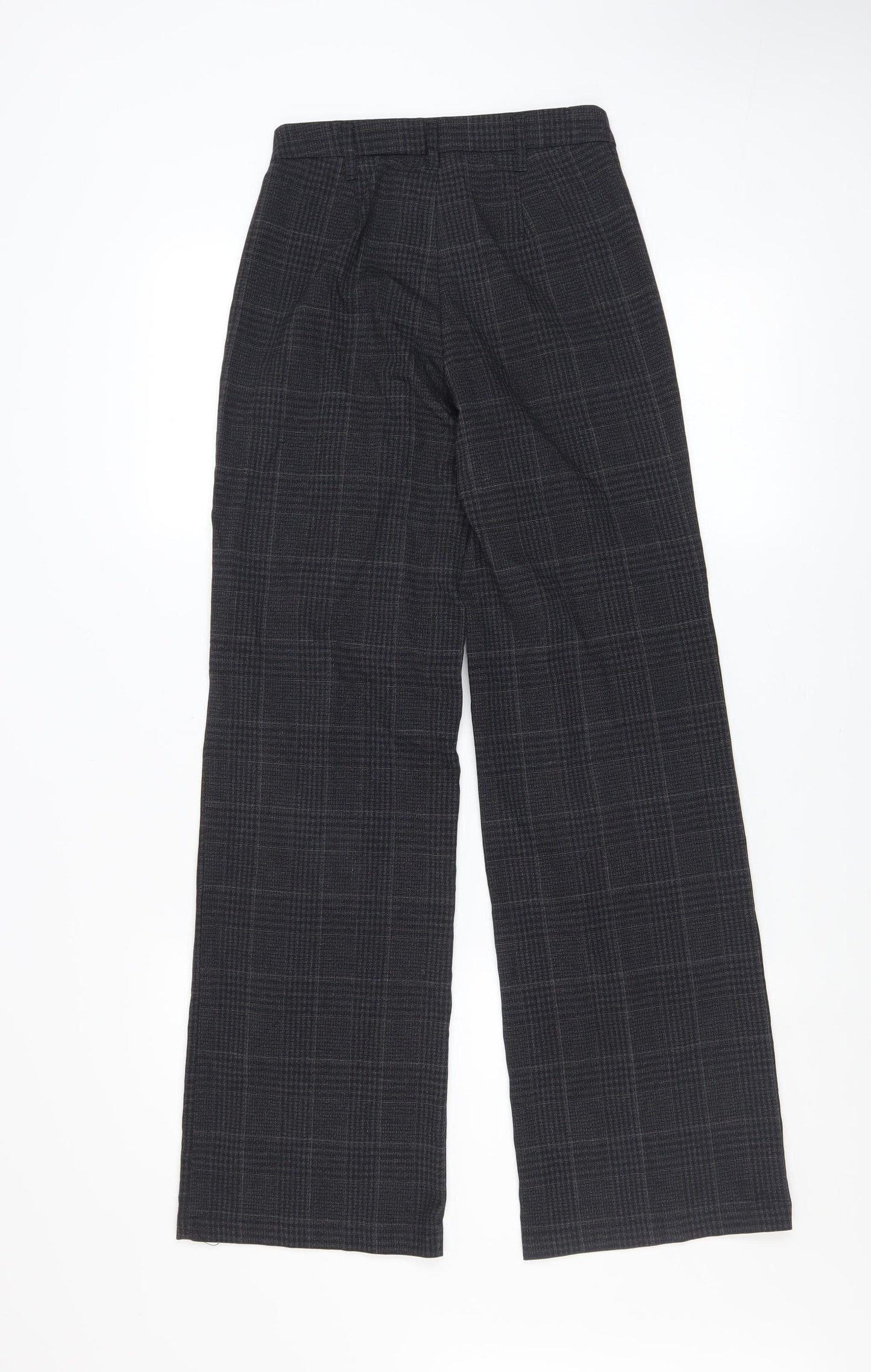 Bershka Women’s Grey Check Wide-Leg Trousers Size 4