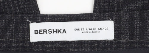 Bershka Women’s Grey Check Wide-Leg Trousers Size 4