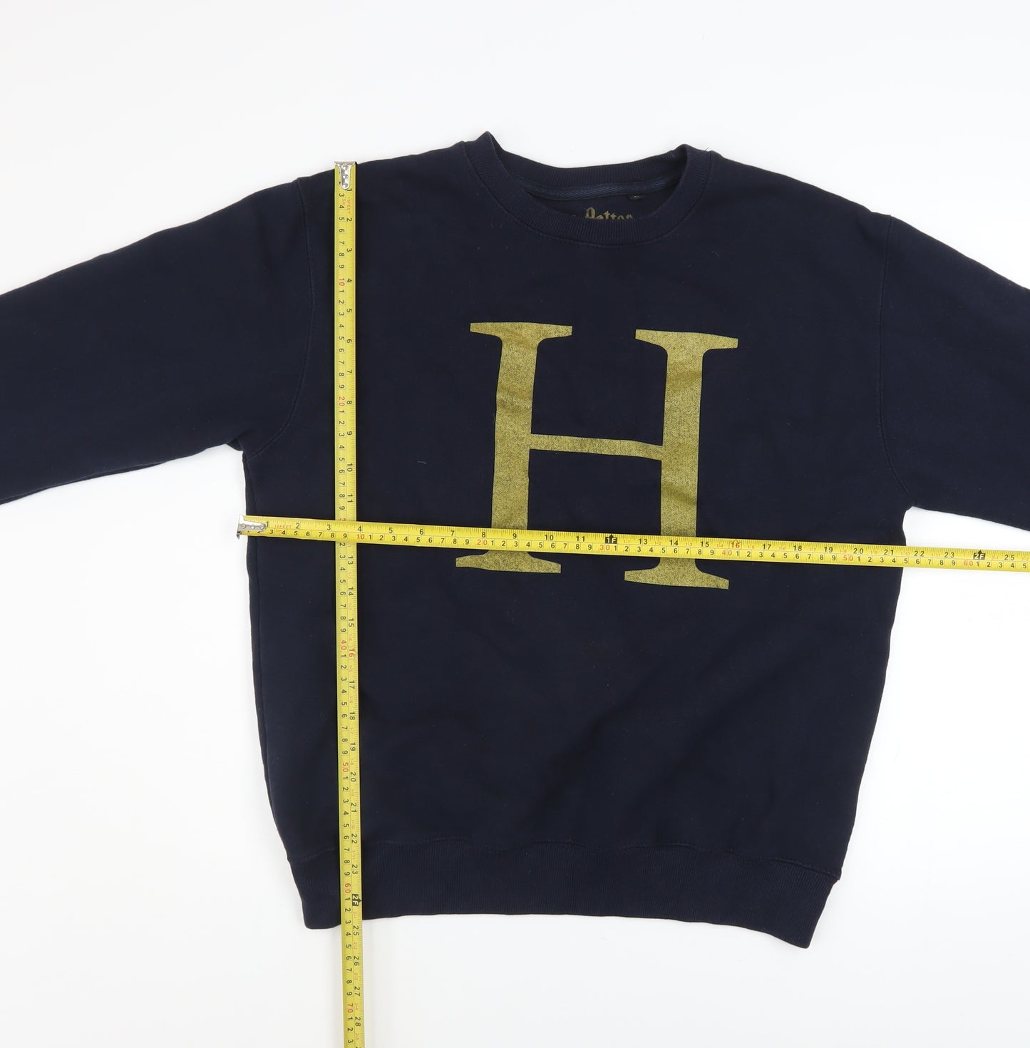 Harry Potter Men’s Blue Large Pullover Sweatshirt with Gold Logo