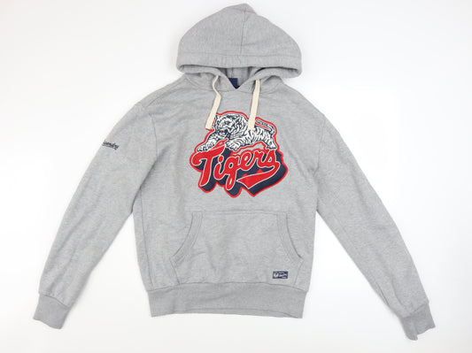 Superdry Mens Grey Pullover Hoodie M Graphic Tiger Embroidered Sweatshirt