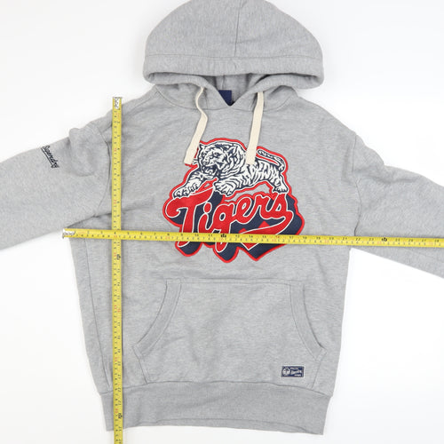 Superdry Mens Grey Pullover Hoodie M Graphic Tiger Embroidered Sweatshirt