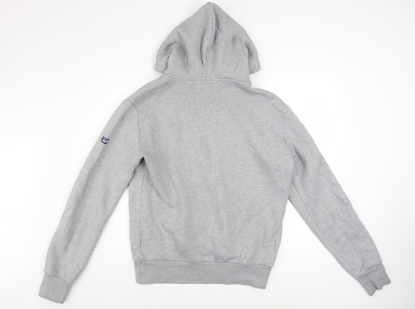 Superdry Mens Grey Pullover Hoodie M Graphic Tiger Embroidered Sweatshirt