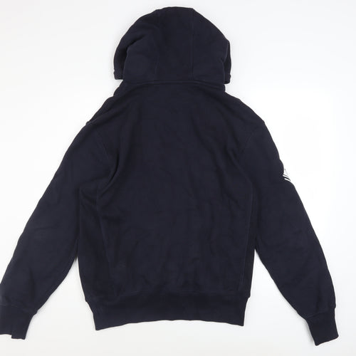 Superdry Men's Blue Pullover Hoodie M Embroidered Logo Fleece