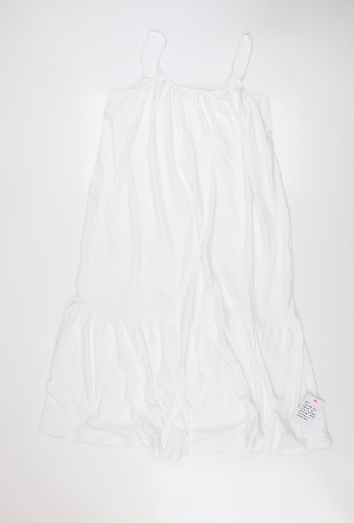 ASOS DESIGN Women’s White Cotton Midi Slip Dress Size 10