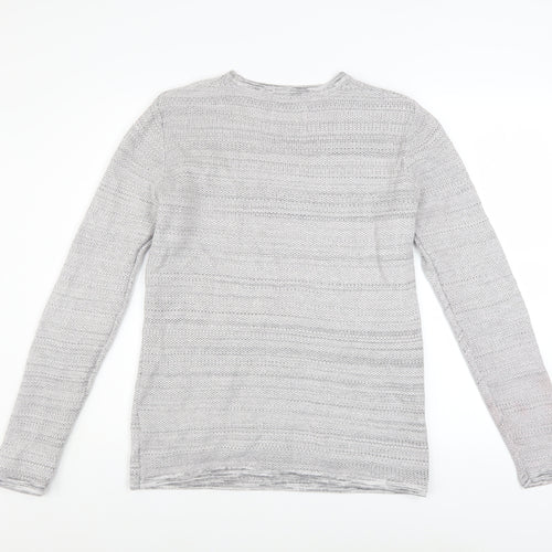 Diesel Men's Grey Cotton Knit Jumper Size M Crew Neck Long Sleeve