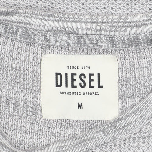 Diesel Men's Grey Cotton Knit Jumper Size M Crew Neck Long Sleeve