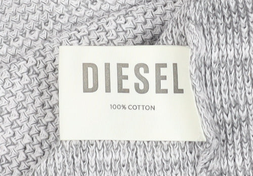 Diesel Men's Grey Cotton Knit Jumper Size M Crew Neck Long Sleeve