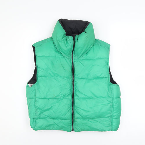 Zara Womens Green XS Puffer Sleeveless Waistcoat