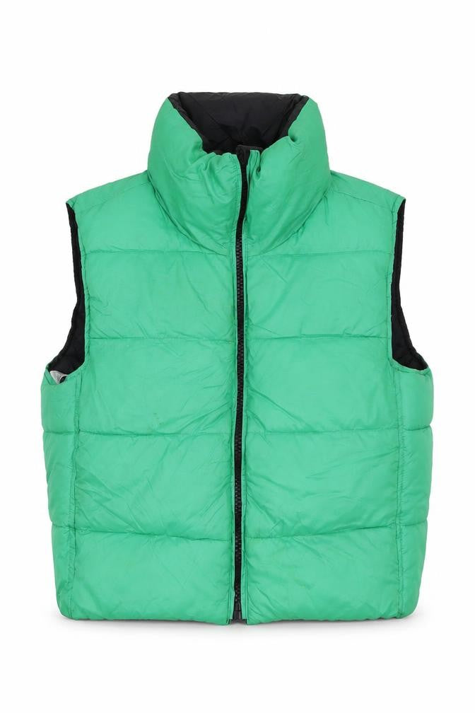 Zara Womens Green XS Puffer Sleeveless Waistcoat