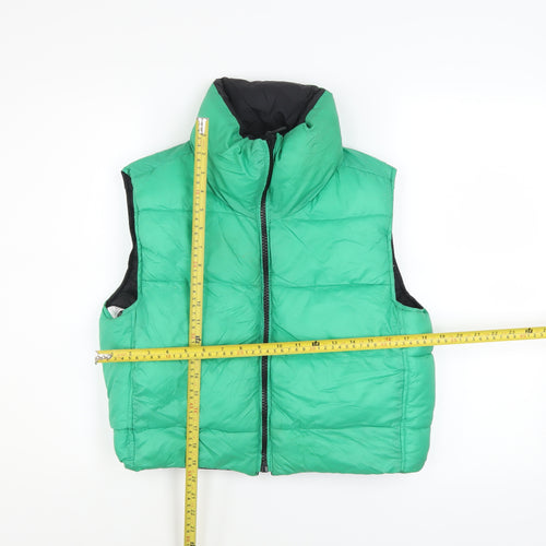 Zara Womens Green XS Puffer Sleeveless Waistcoat