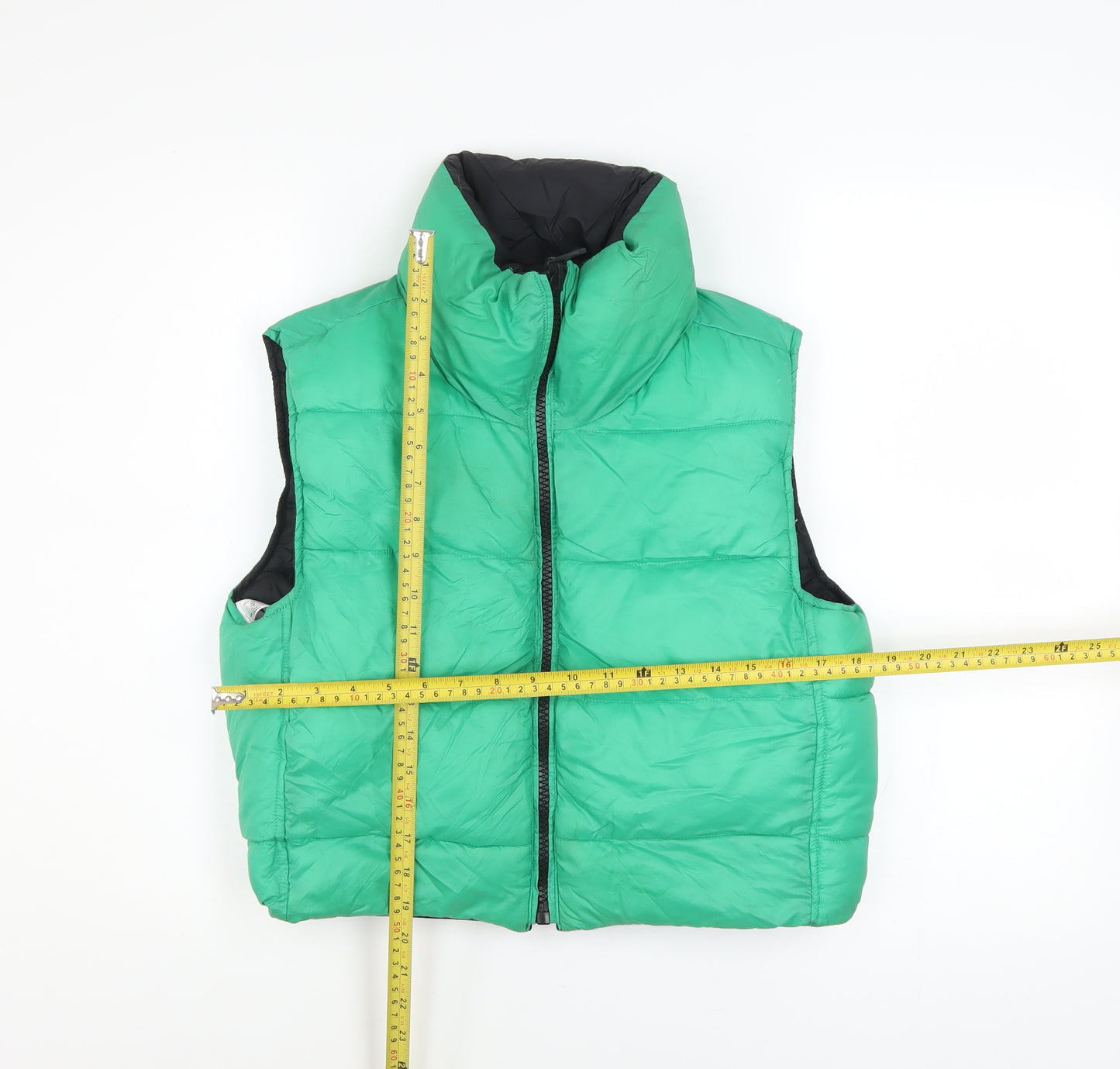 Zara Womens Green XS Puffer Sleeveless Waistcoat