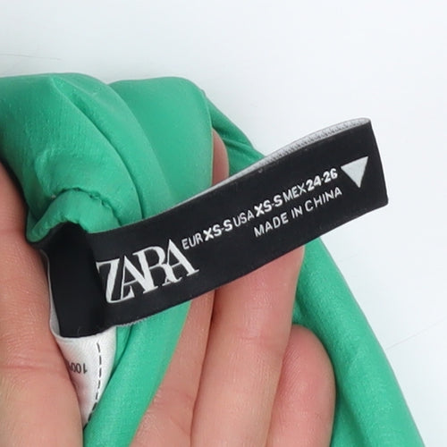 Zara Womens Green XS Puffer Sleeveless Waistcoat